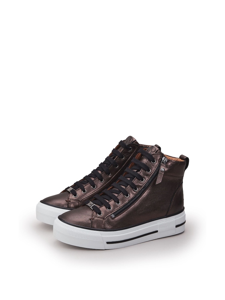 Коричневый - Moda in Pelle Annaken High Top Chunky Lace-Up Leather Trainers - Image 2 of 4