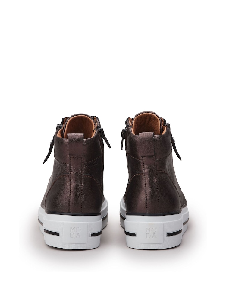 Moda in Pelle Annaken High Top Chunky Lace-Up Leather Trainers - Image 3 of 4