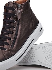 Коричневый - Moda in Pelle Annaken High Top Chunky Lace-Up Leather Trainers - Image 4 of 4