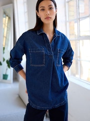 Denim Dark Blue Denim Pullover Shirt - Image 1 of 6