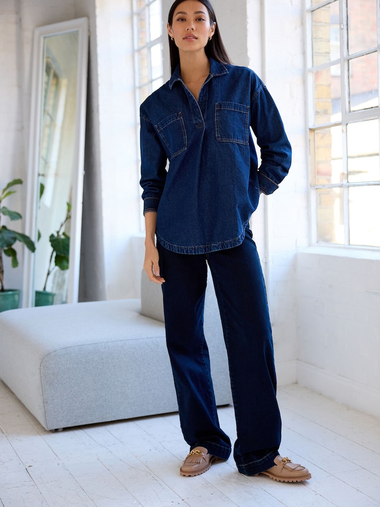 Denim Dark Blue Denim Pullover Shirt - Image 2 of 6