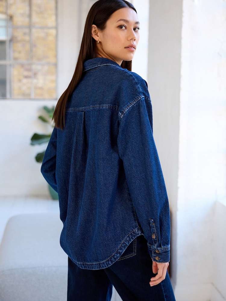 Denim Dark Blue Denim Pullover Shirt - Image 3 of 6