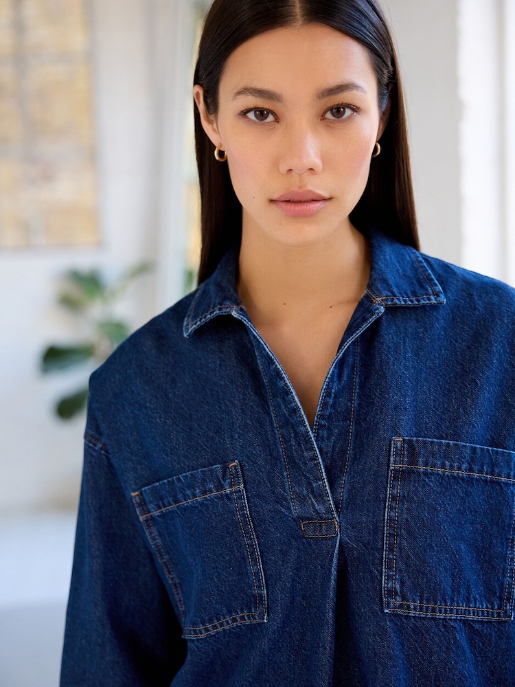 Denim Dark Blue Denim Pullover Shirt - Image 4 of 6