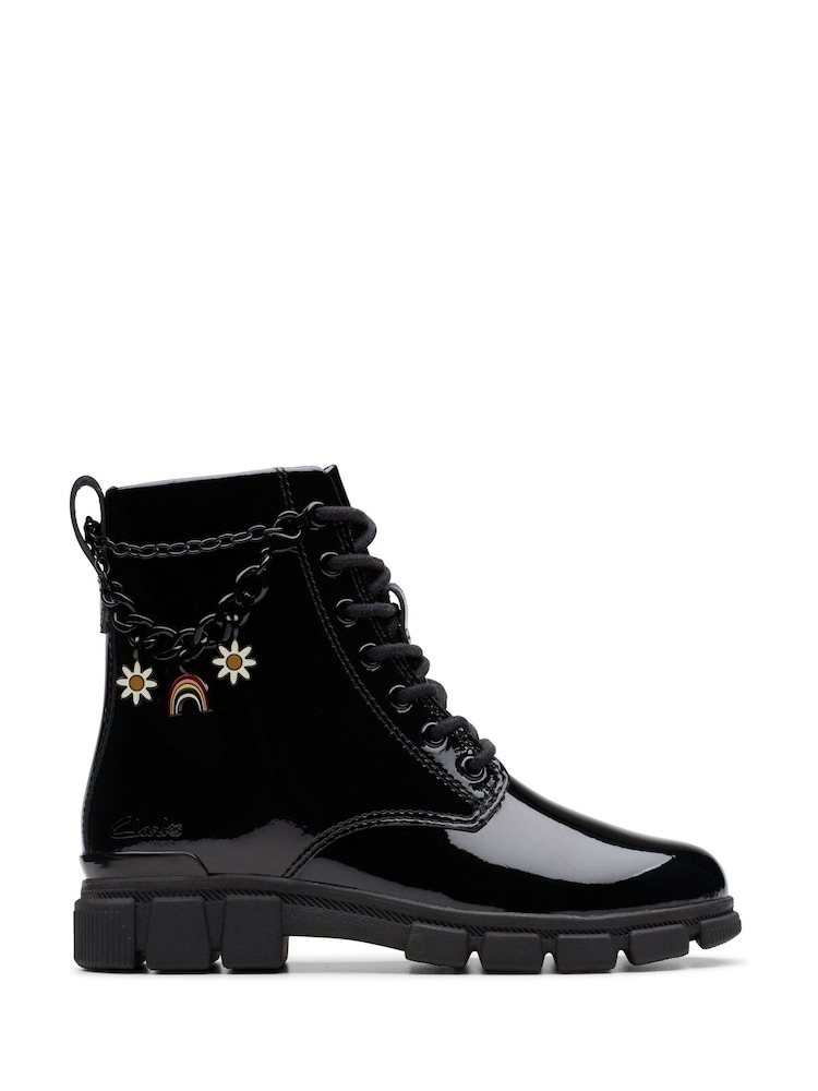 Clarks Black Standard Fit (F) Patent Evyn Charm Boots - Image 1 of 7