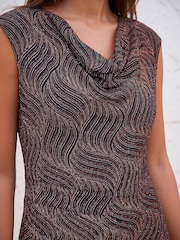 Roman Metallic Shimmer Cowl Neck Dress - Image 4 of 4