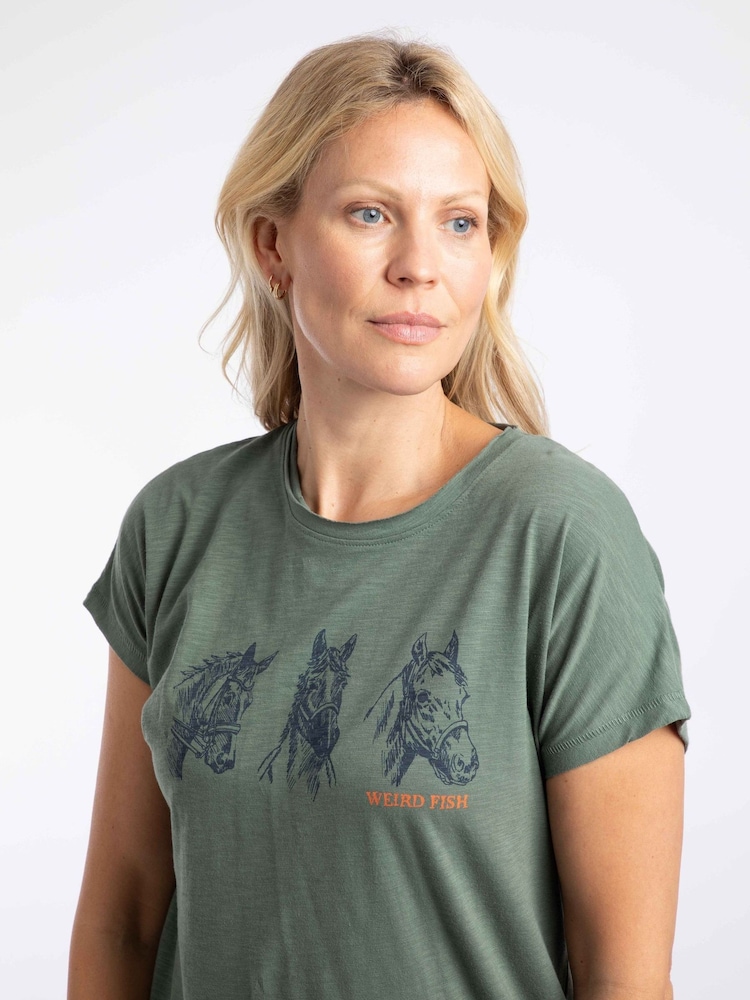 Weird Fish Sketchy Horse Front Print Cotton Graphic T-Shirt - صورة 2 من 6