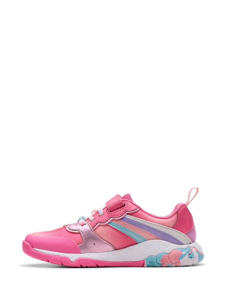 Clarks Pink Standard Fit (F) Tidal Star Trainers - Image 2 of 8