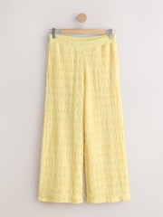 Yellow Textured Wide Leg Trousers - Image 4 of 6