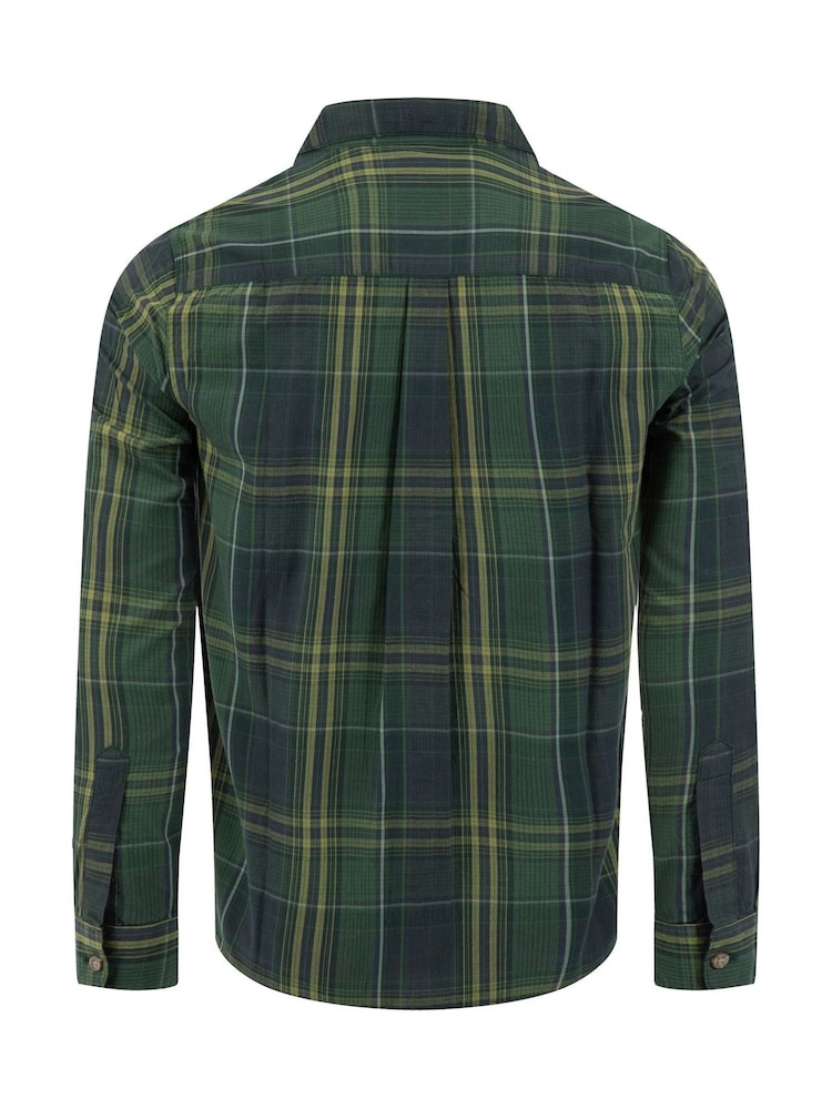 Weird Fish Green Lando Long Sleeve Check Shirt - Image 6 of 6 Weird Fish Green Lando Long Sleeve Check Shirt - Image 6 of 6