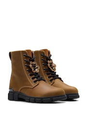 Clarks Clatks Tan Standard Fit (F) Older Kids Evyn Top Boots - Image 4 of 7