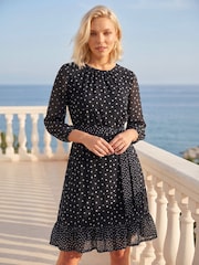 Roman Black Petite Frill Hem Dress - Image 1 of 4