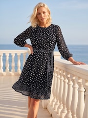 Roman Black Petite Frill Hem Dress - Image 3 of 4