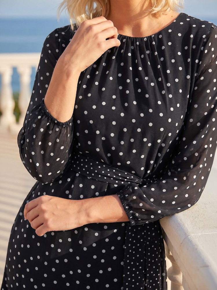 Roman Black Petite Frill Hem Dress - Image 4 of 4