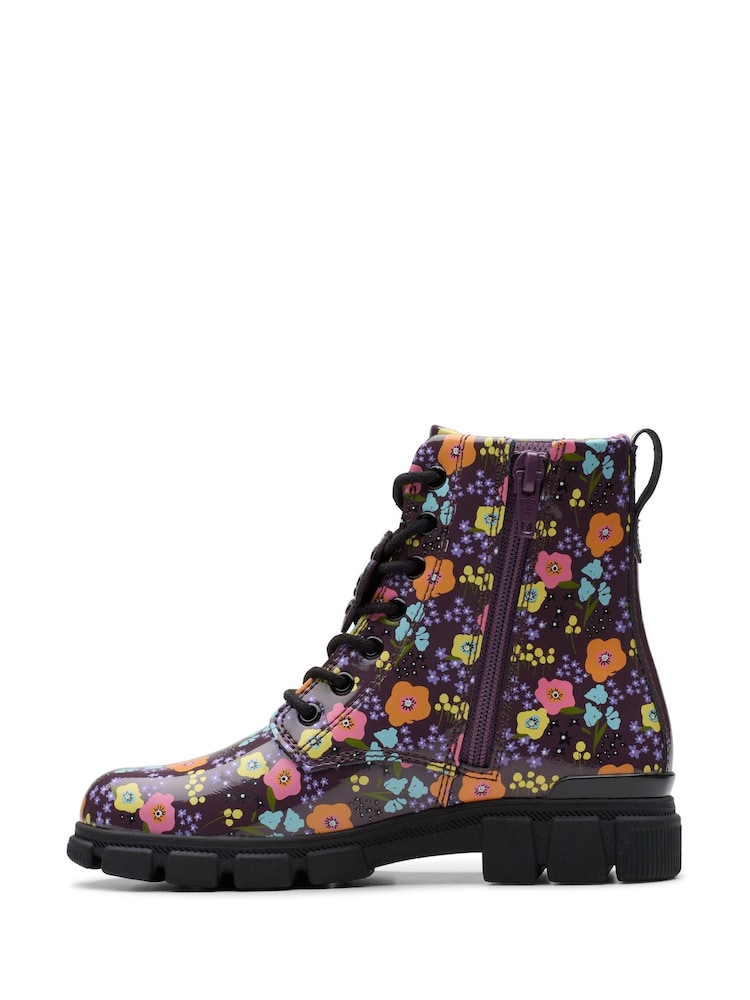 Clarks Floral Standard Fit (F) Older Kids Evyn Top Boots - Image 2 of 7