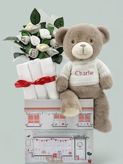 Babyblooms 100% Cotton Welcome Christmas Hamper with Personalised Frankie Bear Soft Toy - Image 1 of 4