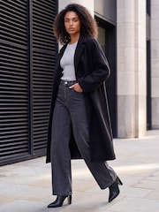 Roman Black Single Breasted Longline Coat - Image 1 of 4
