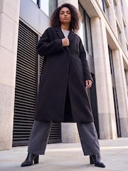 Roman Black Single Breasted Longline Coat - Image 2 of 4
