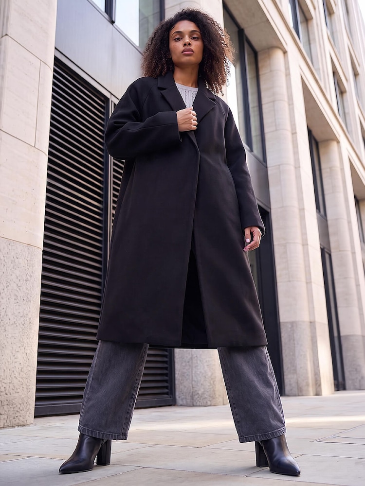 Roman Black Single Breasted Longline Coat - Image 2 of 4 Roman Black Single Breasted Longline Coat - Image 2 of 4