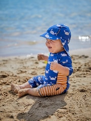 JoJo Maman Bébé Blue Crab UPF 50 Sun Protection Hat - Image 1 of 5