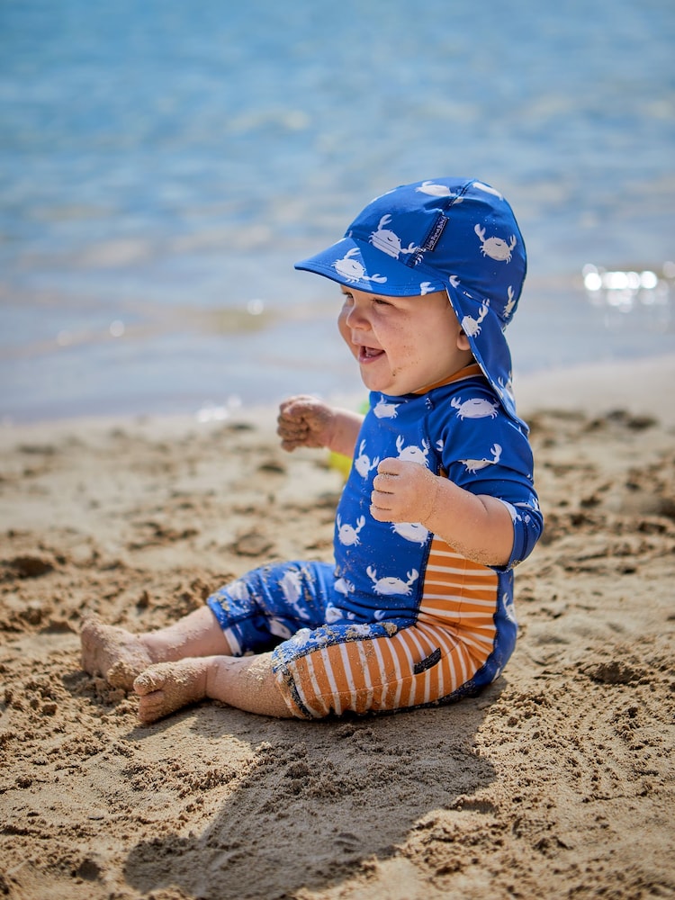 JoJo Maman Bébé Blue Crab UPF 50 Sun Protection Hat - Image 1 of 5