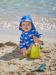 JoJo Maman Bébé Blue Crab UPF 50 Sun Protection Hat - Image 2 of 5