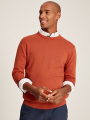 Joules Jarvis Orange Cotton Crew Neck Jumper - Image 1 of 7