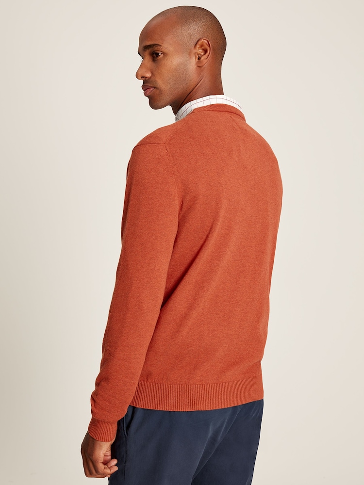 Joules Jarvis Orange Cotton Crew Neck Jumper - Image 2 of 7