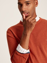 Joules Jarvis Orange Cotton Crew Neck Jumper - Image 4 of 7