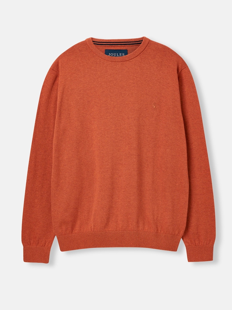 Joules Jarvis Orange Cotton Crew Neck Jumper - Image 7 of 7