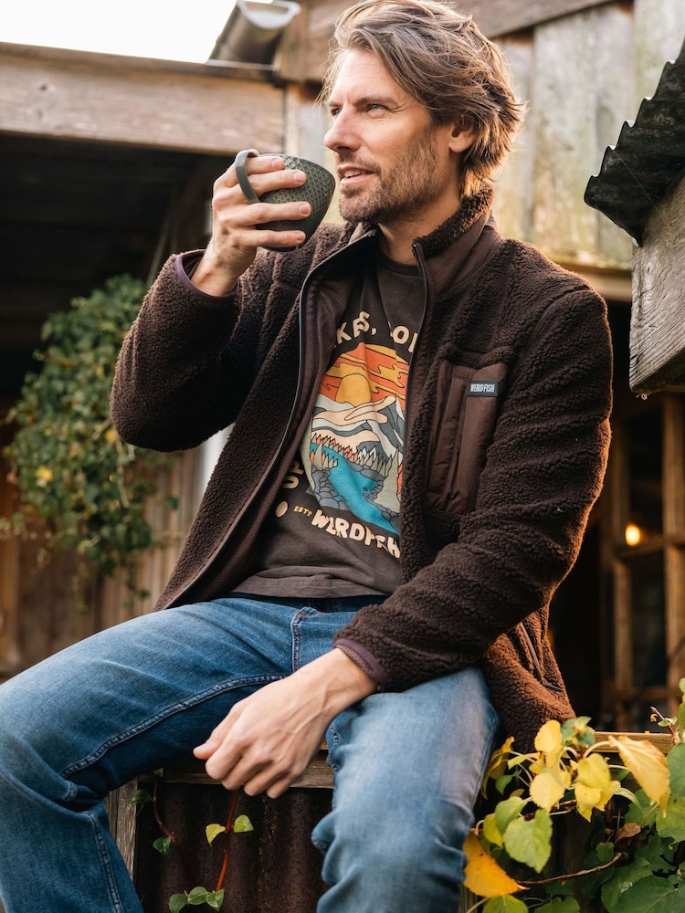 Brun - Weird Fish Fletcher Full Zip Borgfôr Fleece - Bilde 1 av 10