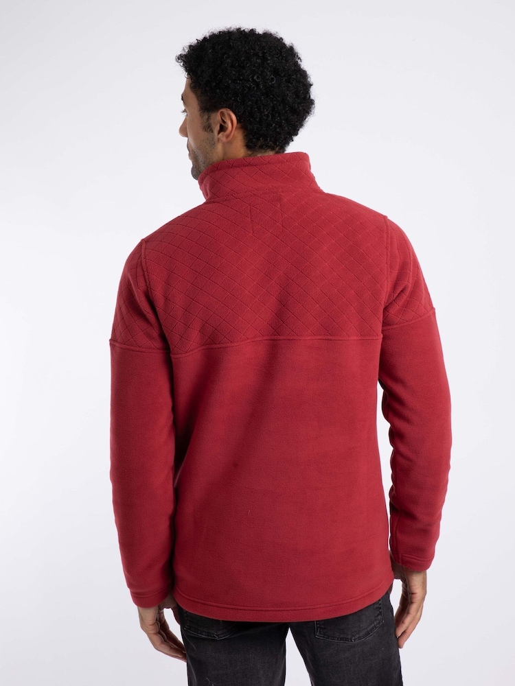 Weird Fish Red Oakmont 1/4 Zip Textured Fleece - Image 2 of 6