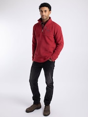 Weird Fish Red Oakmont 1/4 Zip Textured Fleece - Image 3 of 6