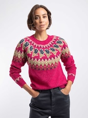 Weird Fish Pink Tulips Floral Fair Isle Jumper - Image 1 of 7