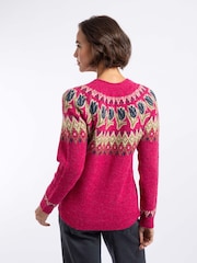 Weird Fish Pink Tulips Floral Fair Isle Jumper - Image 2 of 7