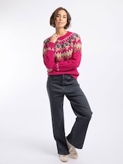Weird Fish Pink Tulips Floral Fair Isle Jumper - Image 3 of 7