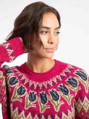 Weird Fish Pink Tulips Floral Fair Isle Jumper - Image 4 of 7