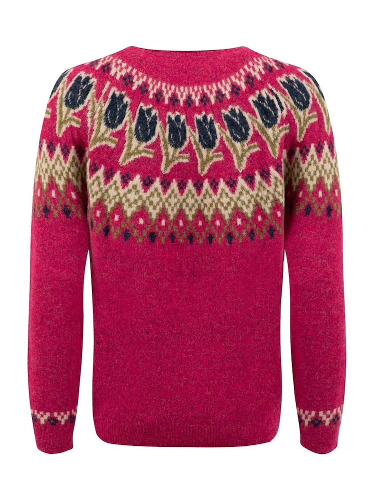 Weird Fish Pink Tulips Floral Fair Isle Jumper - Image 7 of 7 Weird Fish Pink Tulips Floral Fair Isle Jumper - Image 7 of 7
