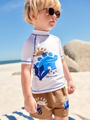 Neutral and Cobalt Sunsafe Top and Shorts Set (3mths-7yrs) - Image 1 of 9