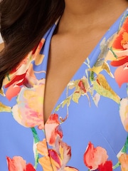 Adrianna Papell Blue Printed Halter Midi Dress - Image 4 of 7