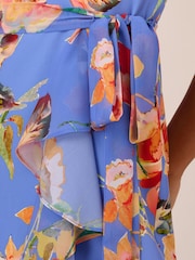 Adrianna Papell Blue Printed Halter Midi Dress - Image 5 of 7