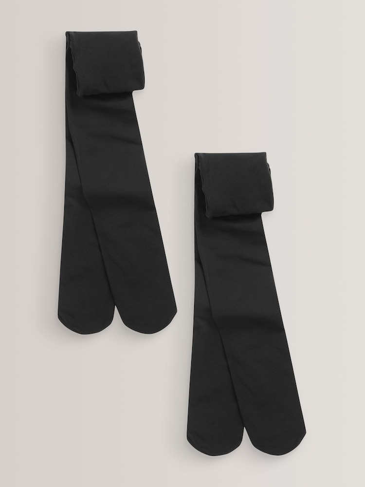 Black Regular Length 2 Pack 40 Denier School Tights - Image 1 of 3