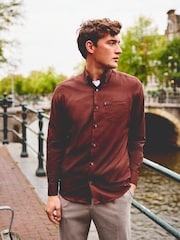 Rust Brown Slim Fit Easy Iron Button Down Oxford Shirt - Image 1 of 7