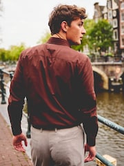 Rust Brown Slim Fit Easy Iron Button Down Oxford Shirt - Image 3 of 7