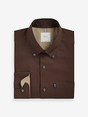 Rust Brown Slim Fit Easy Iron Button Down Oxford Shirt - Image 5 of 7
