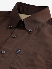 Rust Brown Slim Fit Easy Iron Button Down Oxford Shirt - Image 6 of 7