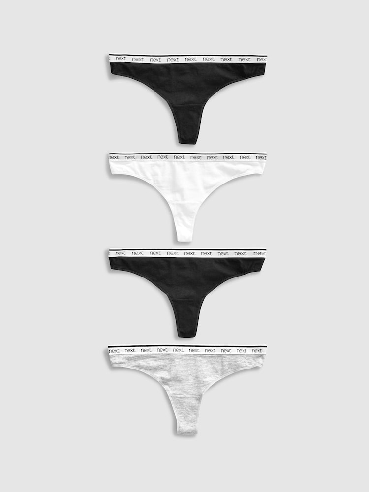 Белый/черный/серый - Logo Knickers 4 Pack - Изображение 1 из 6