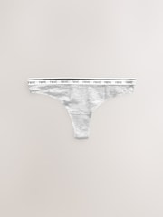 White/Black/Grey Thong Cotton Logo Knickers 4 Pack - Image 10 of 10