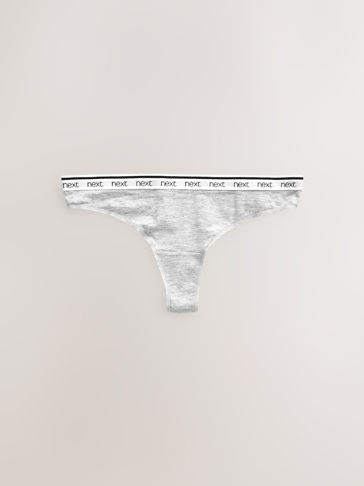 White/Black/Grey Thong Cotton Logo Knickers 4 Pack - Image 10 of 10 White/Black/Grey Thong Cotton Logo Knickers 4 Pack - Image 10 of 10