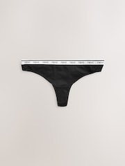 White/Black/Grey Thong Cotton Logo Knickers 4 Pack - Image 8 of 10