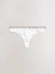 White/Black/Grey Thong Cotton Logo Knickers 4 Pack - Image 9 of 10